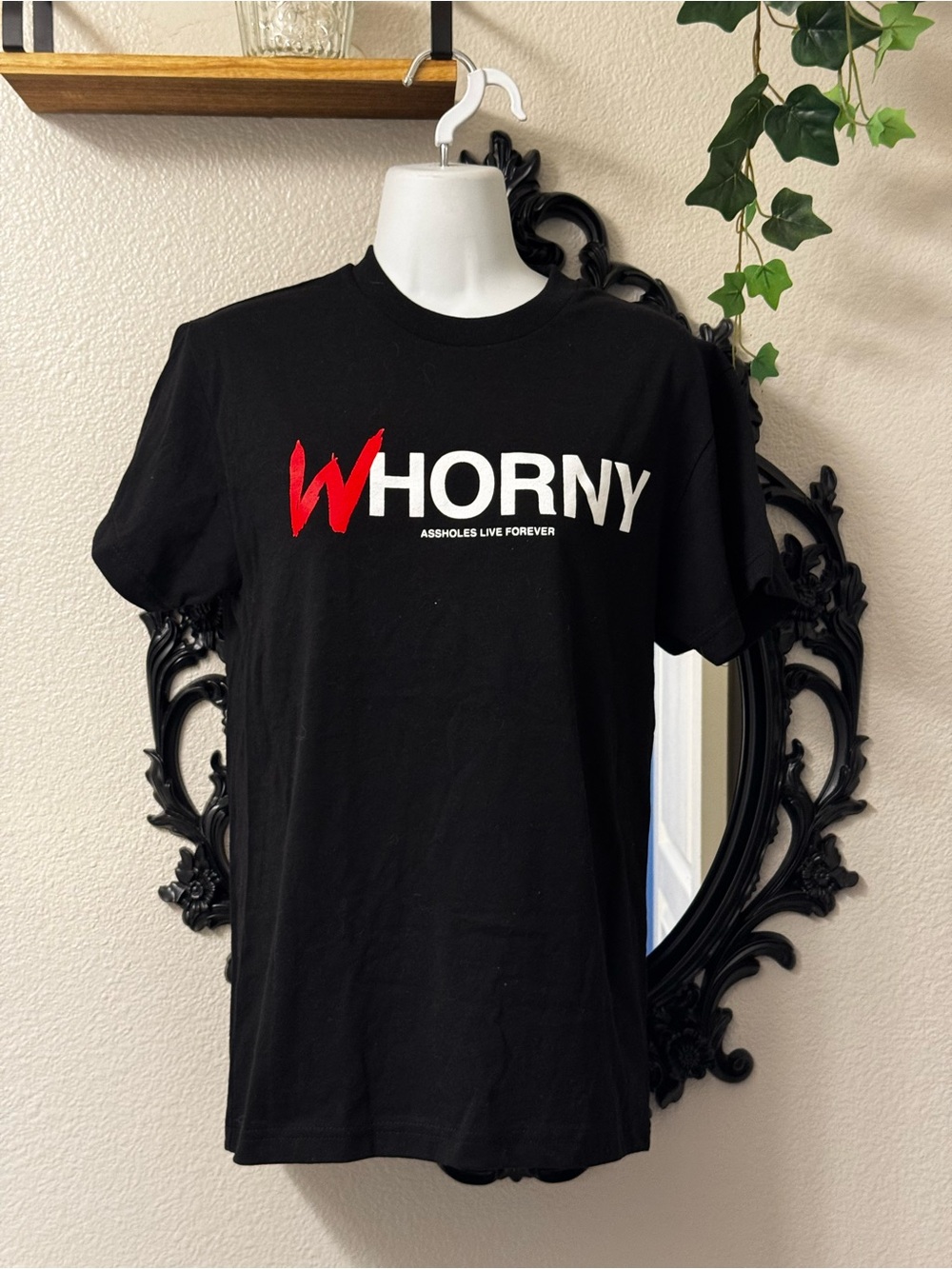 Assholes Live Forever Whorny Black Graphic T-Shirt Small